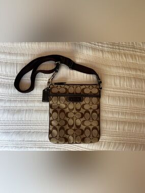 Coach Signature Canvas Messenger Bag in Brown and Tan